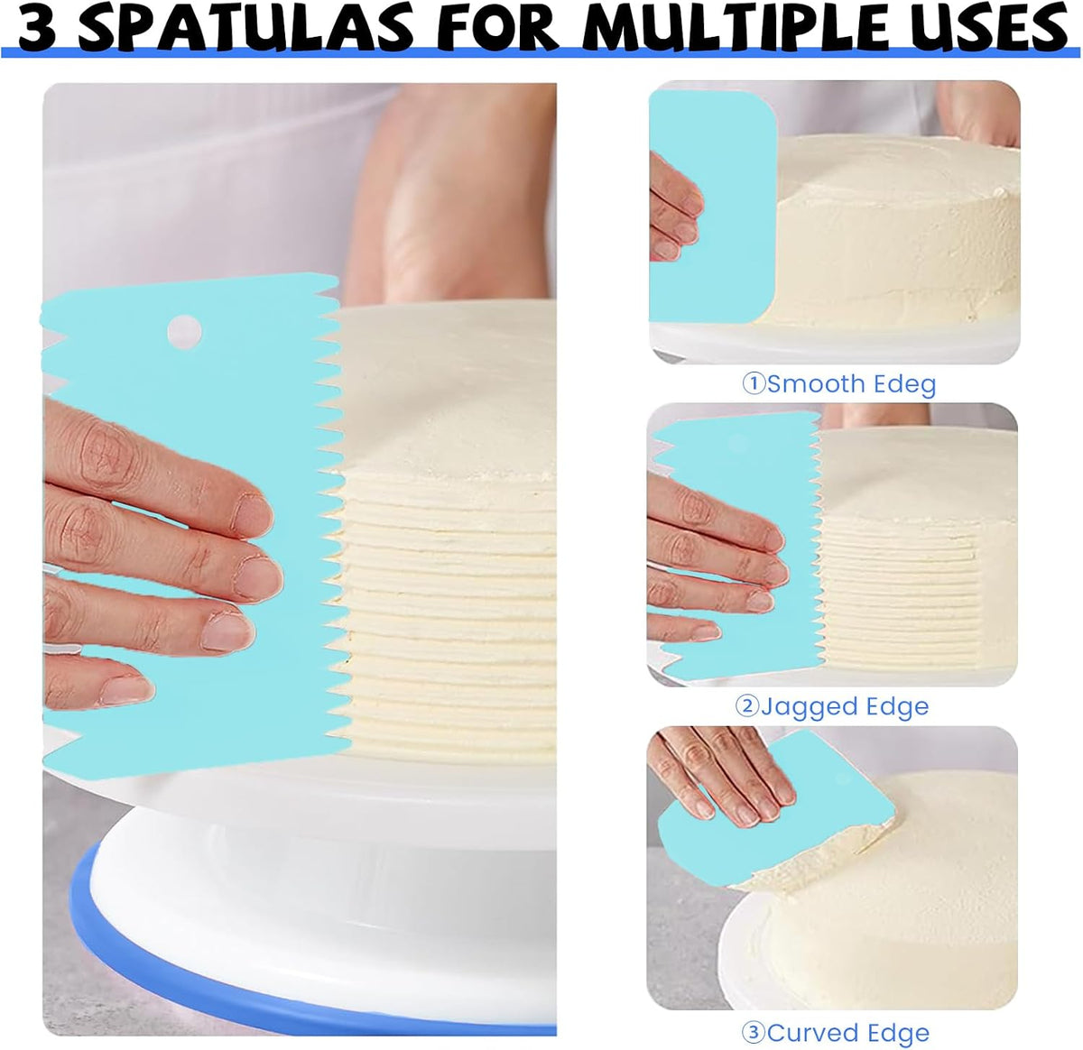 Uten Cake Decorating Supplies Kit 60pcs, with Turntable Cupcake Stands | Cake Baking Tools, including Cake Stand, Icing Piping Tips and Bags, Spatulas, Icing Scraper, Scissor, Couplers, Flower Nail