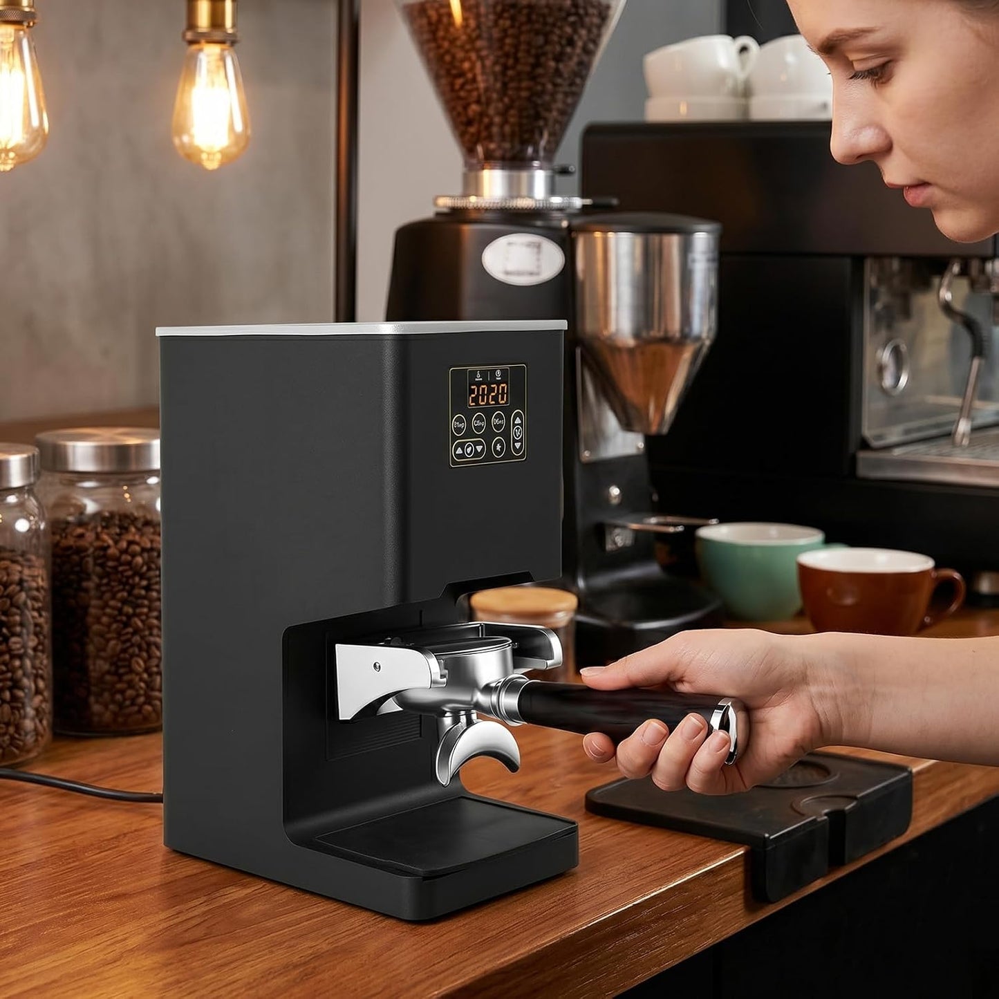 Electronic Automatic Espresso Tamper, 58mm Coffee Tamper | Multi-Tamp 1-3x Espresso Distribution Tool | Adjustable Pressure 2-38kg Electric Tamper | CE Certified | Home &amp; Commercial Barista Tool