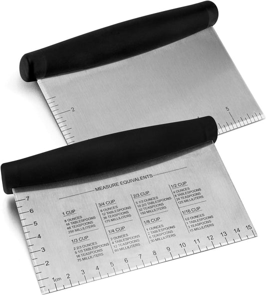 Metal Griddle Scraper Chopper, HaSteeL Stainless Steel Dough Bench Scraper Pastry Cutter with Measuring Marks, Multi-purpose