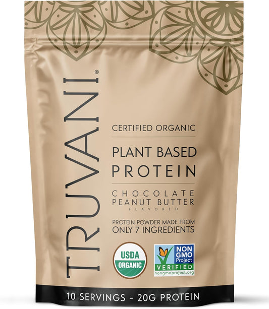 Truvani Vegan Pea Protein Powder | Chocolate Peanut Butter | 20g Organic Plant Based Protein | 10 Servings | Keto | Gluten &