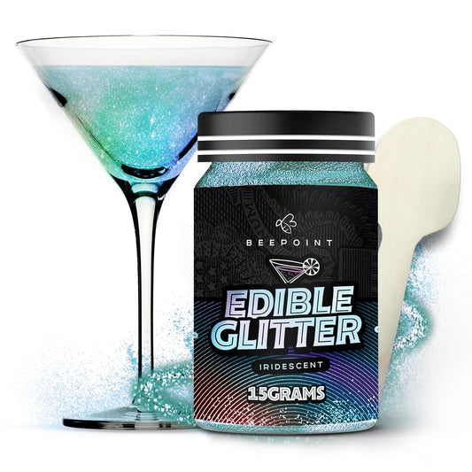 BeePoint Iridescent Edible Glitter for Drinks 15g - Food Grade, Vibrant Color Shimmer Powdered Dust for Drinks, Cocktails,