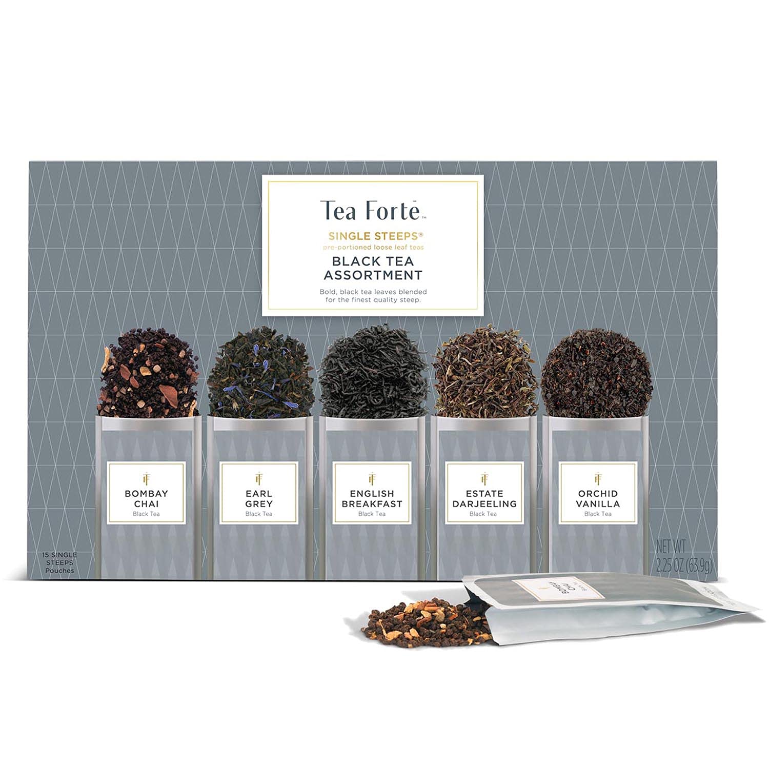 Tea Forte Black Tea Assortment Single Steeps Loose Leaf Premium Tea Gift Set Sampler, 15 Count 3 of 