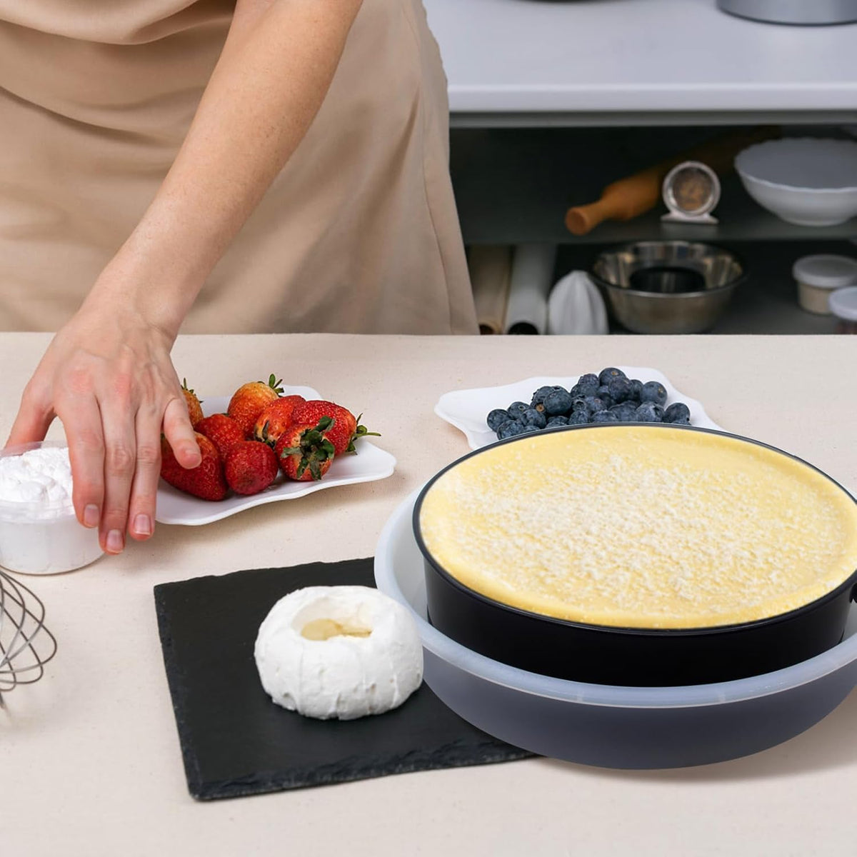 Springform Pan Protector, Waterproof Seal for 10" Cake Plates | Springform pan protector prevents water entering cake plate, compatible 10" pans, cheesecake essential, reusable &amp; easy clean