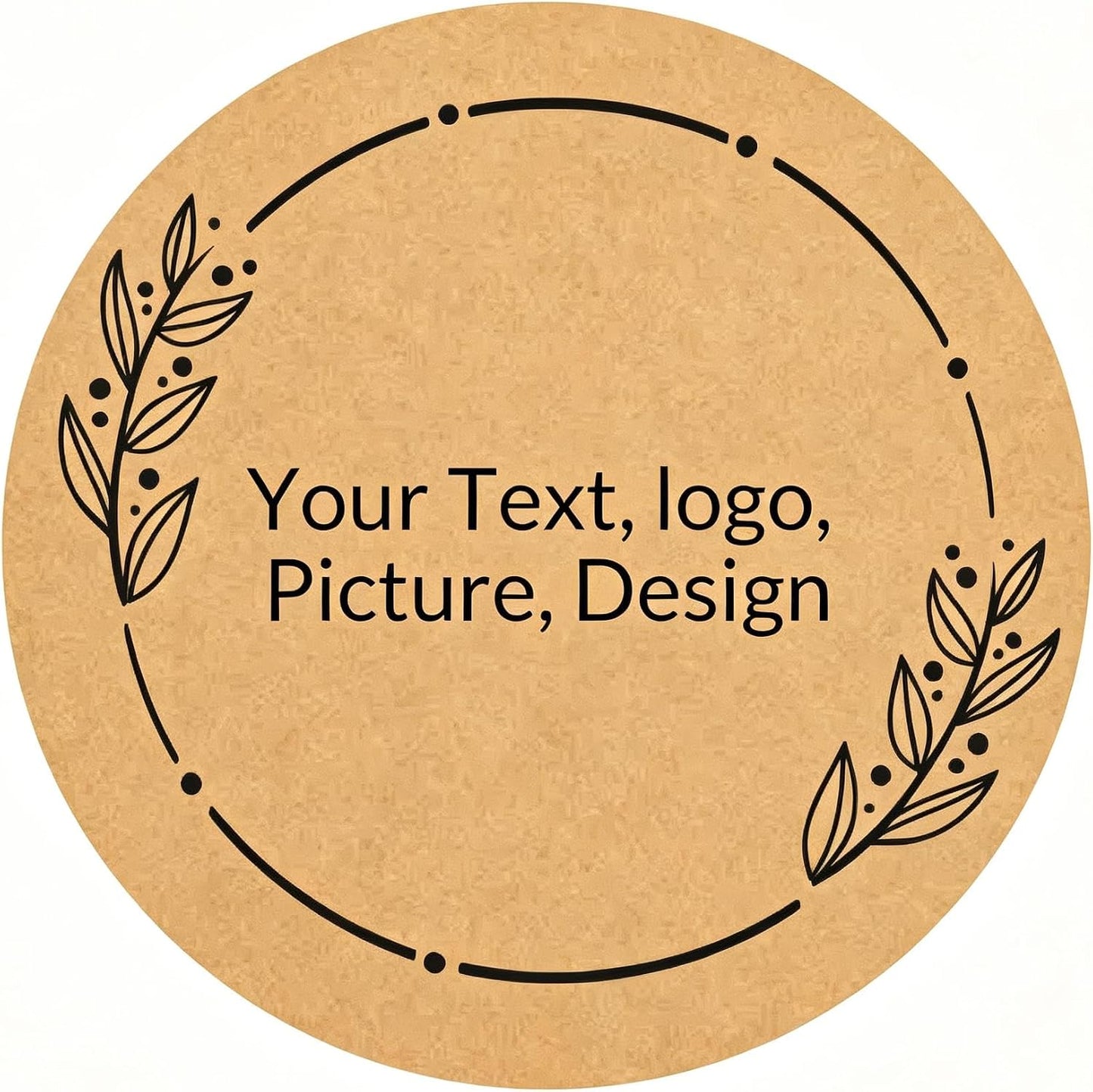 Custom Stickers Kraft Paper Labels Personalized Withe Text, Business Logo Customized Food Jars Labels Bakery Label Sticker Package Favor Canning Circle from 20pcs to 100pcs (Style 1)