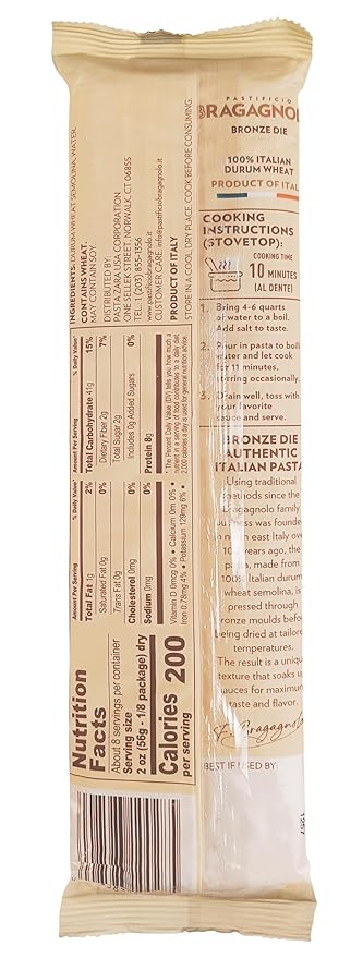 Pastificio Bragagnolo, Linguine 811 Bronze-Drawn, 100% Italian Pasta, Made with Durum Wheat Semolina Flour, Non GMO (1 Pound Bag) - Consistently al Dente.