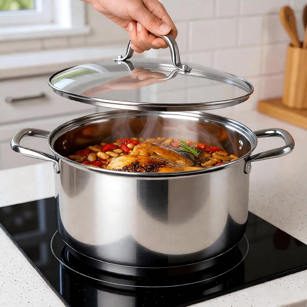 Stainless Steel Stock pot-10 Quart pot-Stockpots with Lid -Soup Pot-Induction Pot-Cookware-Cooking Pot-crock pot