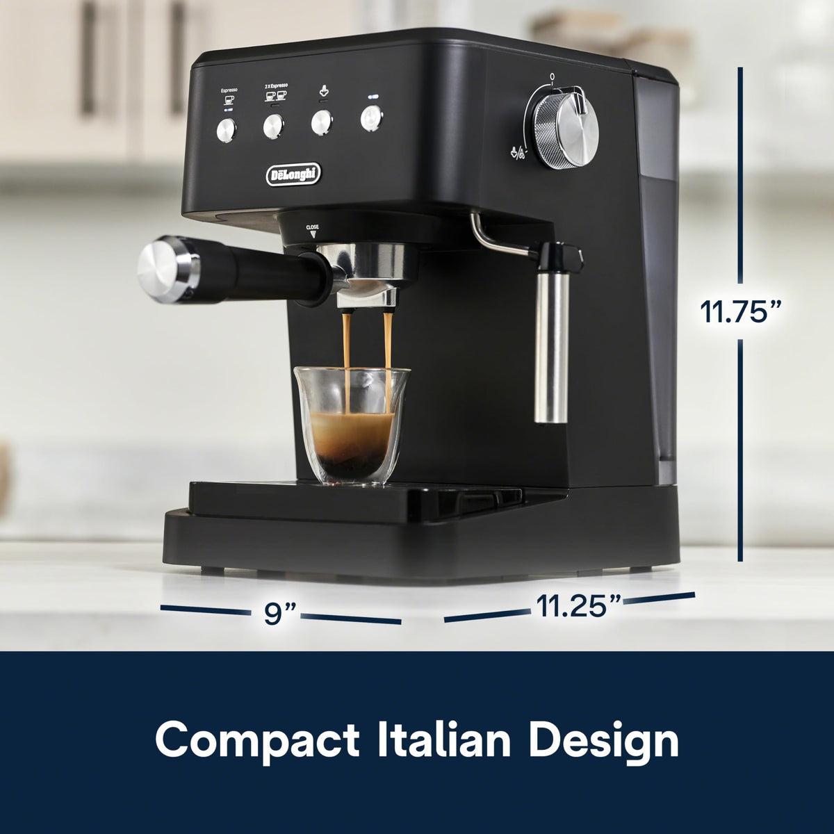 De'Longhi De’Longhi Classic Matte Black Espresso Machine, Easy-to-Use Milk Frother