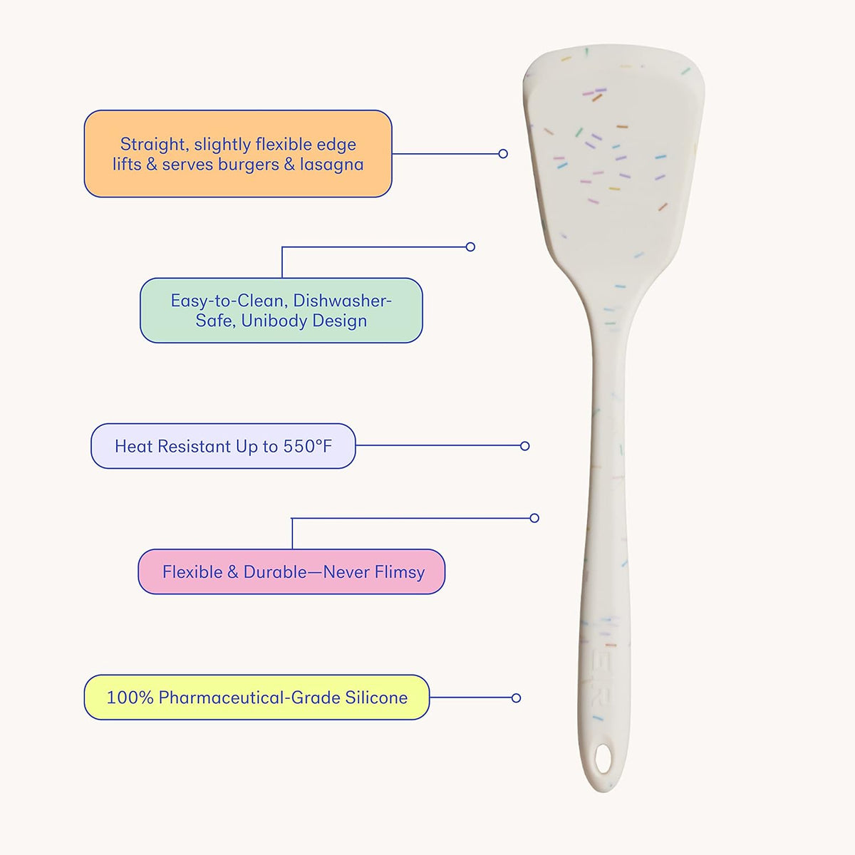 GIR: Get It Right Silicone Kitchen Spatula Turner - Non-Toxic Cooking Utensils for Nonstick Cookware, Cooking and Baking, Ultimate Turner - 13IN - Sprinkles