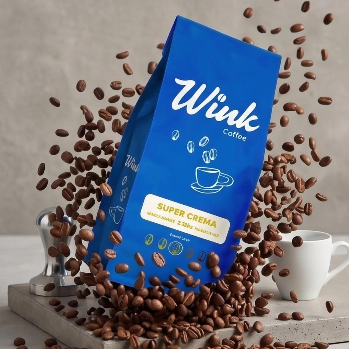 Wink Coffee Super Crema Whole Bean Coffee, 2.2 lb Bag, Medium Roast Espresso Coffee Beans, 100% Arabica, Single Origin, Gourmet, Small-Batch, Smooth &amp; Balanced Flavor, Sustainably Sourced