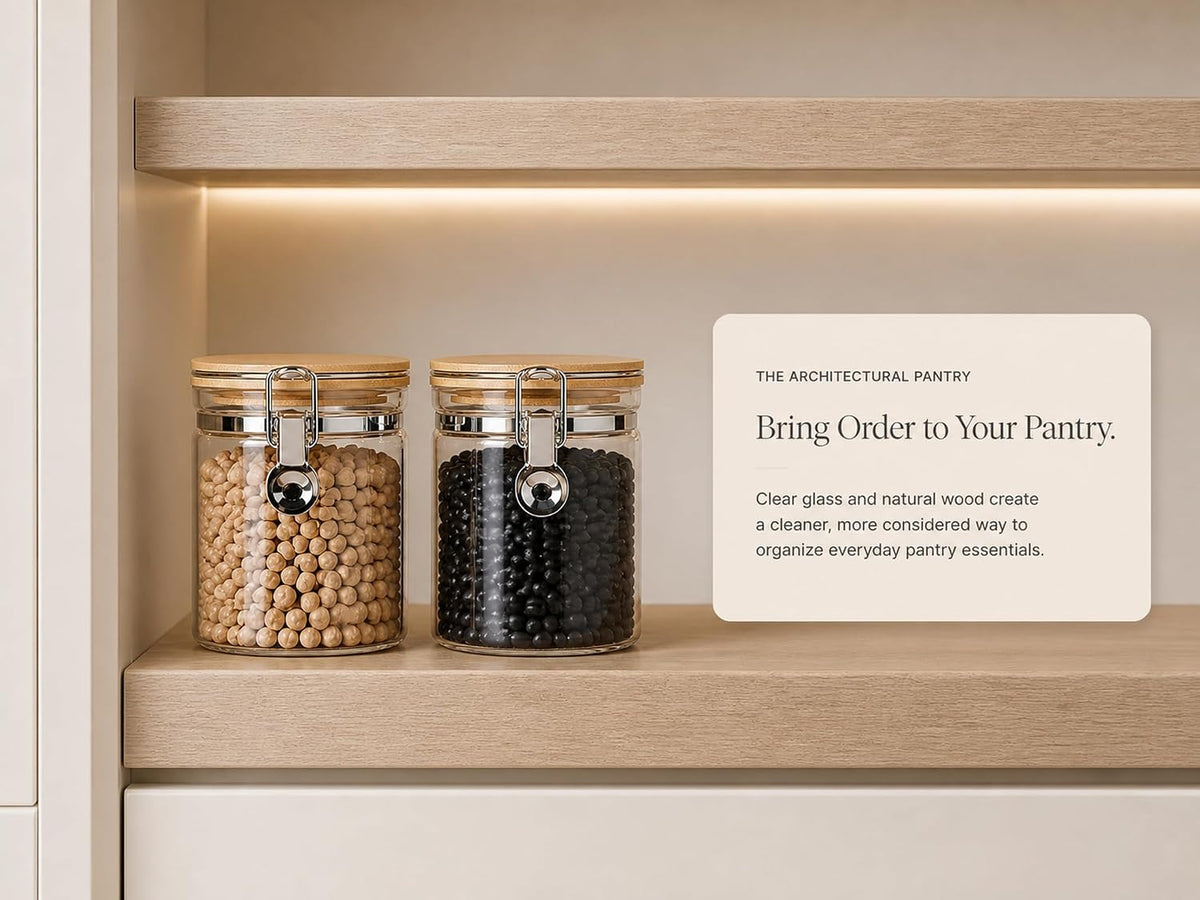 KKC HOME ACCENTS Glass Canisters with Airtight Lids 27oz, Jars Set of 2