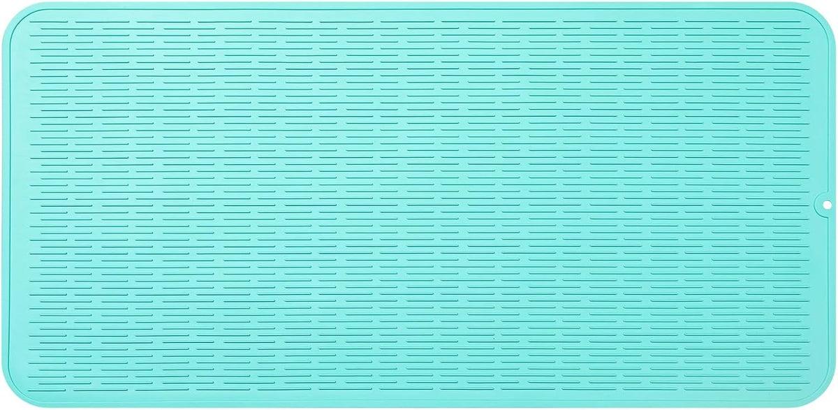 Silicone Dish Drying Mat for Multiple Usage,Easy clean,Eco-friendly,Heat-resistant Silicone Mat for Kitchen Counter or Sink,Refrigerator or Drawer Liner Mint 5XL 36inches x 18inches