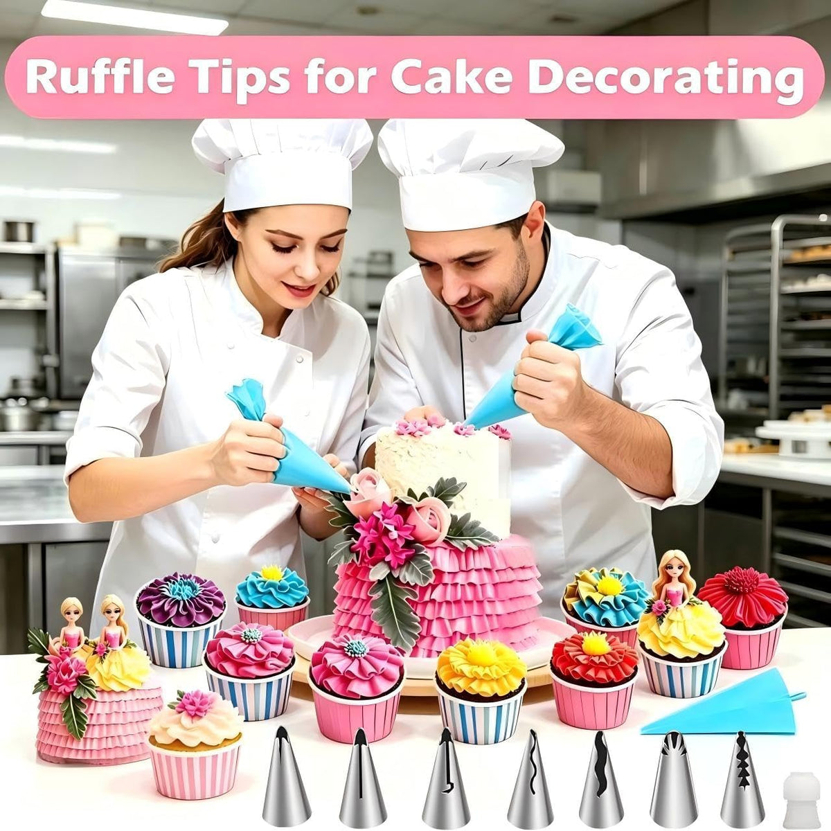 10Pcs Pleated Skirt Ruffle Piping Tips
