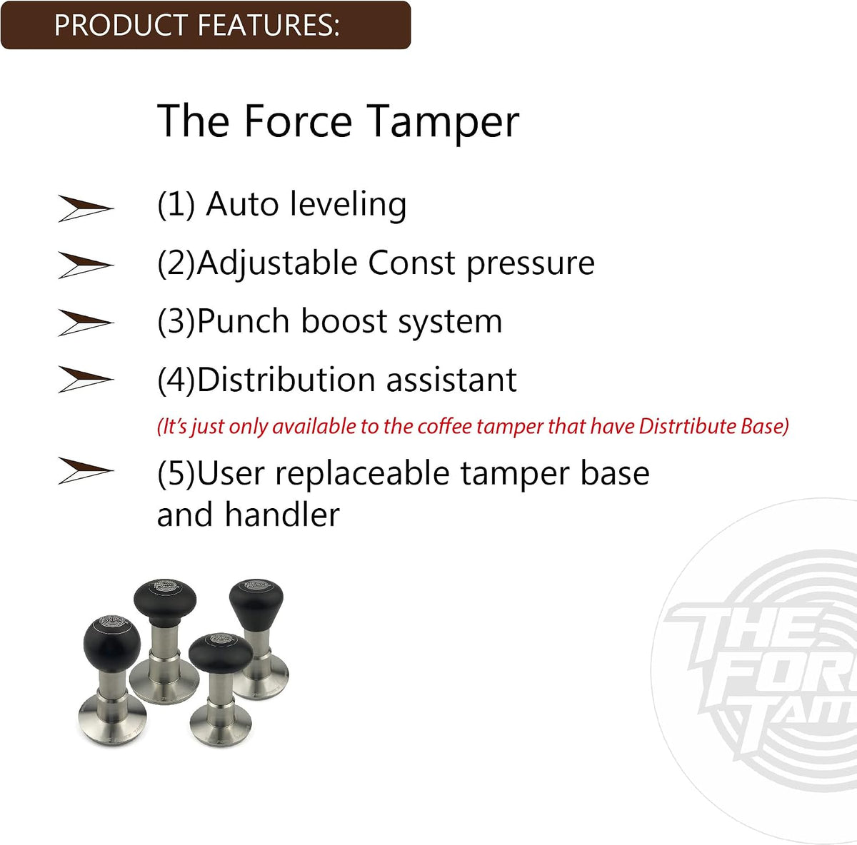 53.50mm Extend Set Ball-Black Matte AL Handle Coffee Tamper | Automatic Impact Adjustable Constant Pressure and Auto-leveling five sizes and eight combination sets are available