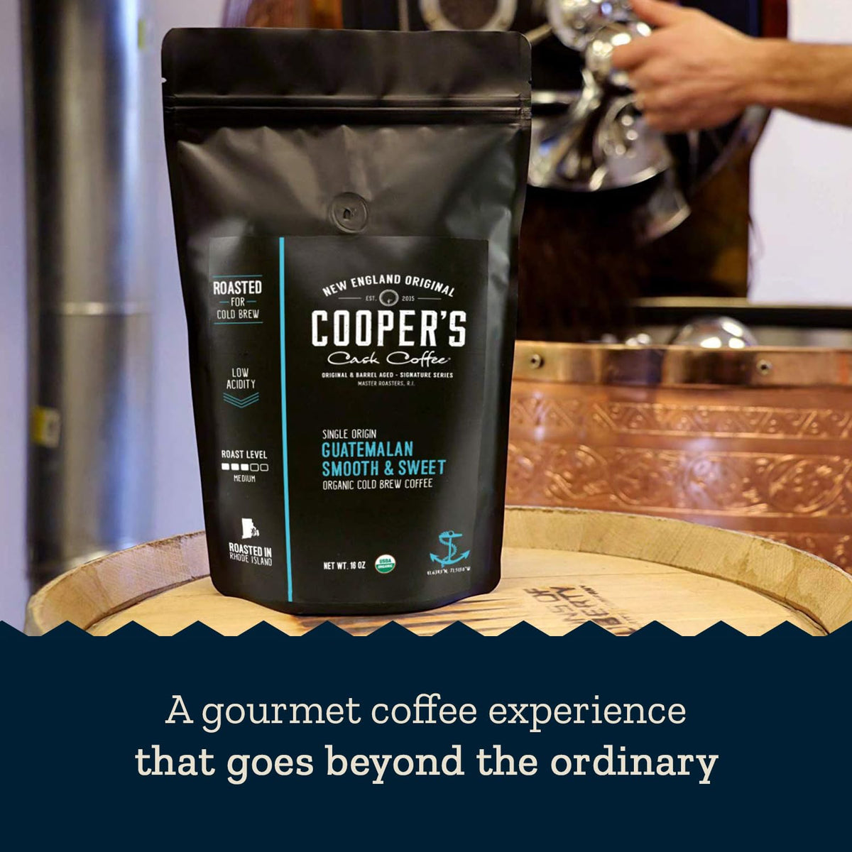 Guatemala Organic Cold Brew Coffee, Single Origin, Gourmet Beans, Tasting Notes of Milk Chocolate, Creamy Caramel &amp; A Hint of Orange, Medium Roast Coarse Ground Beans, 16 oz Coffee Bag