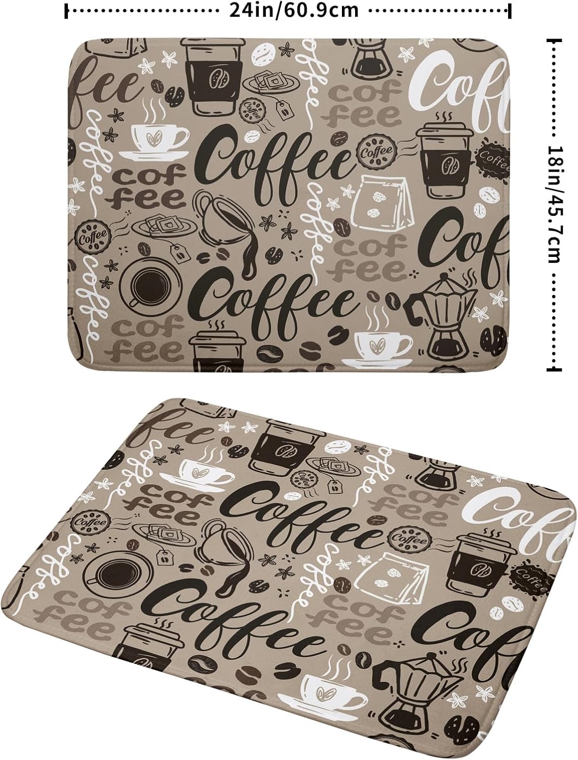 Brown Coffee Dish Drying Mat - 18 x 24 Inch