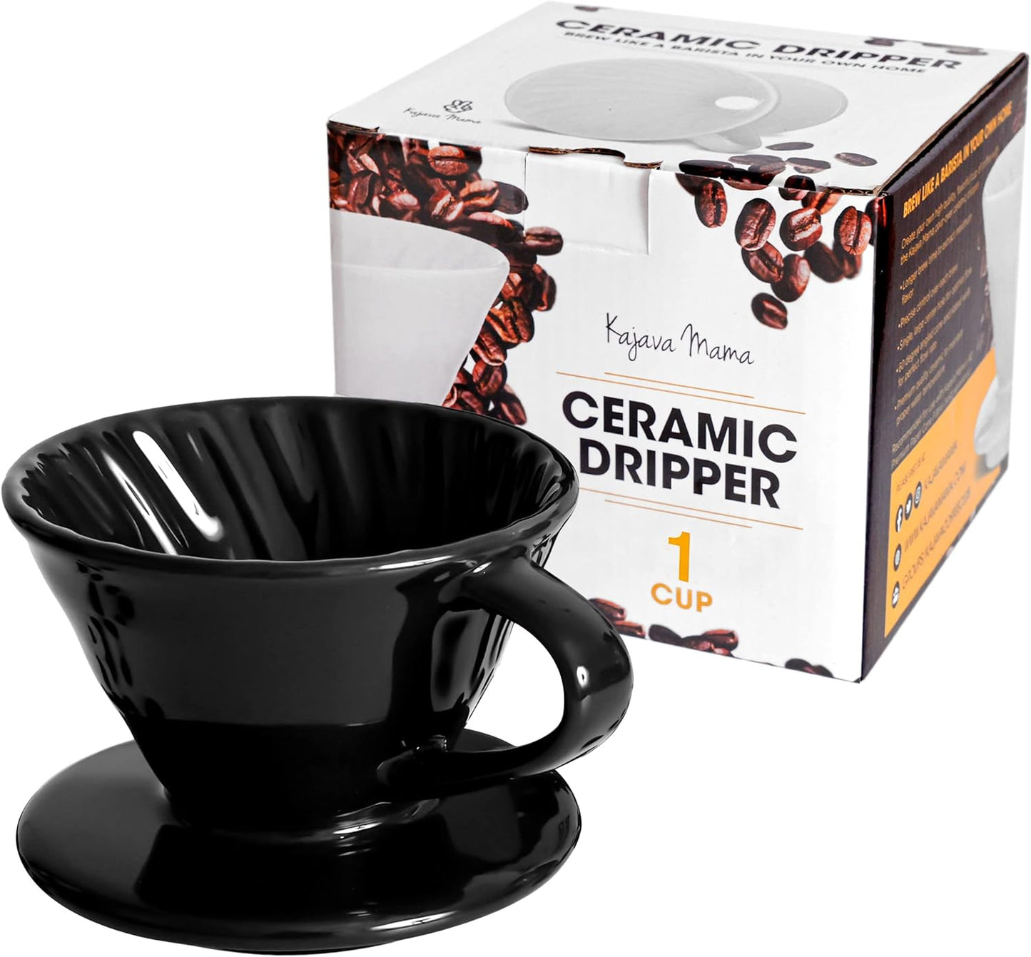 Pour Over Coffee Dripper - Ceramic Slow Brewing Accessories for Home, Cafe, Restaurants - Easy Manual Brew Maker Gift - Strong Flavor Brewer
