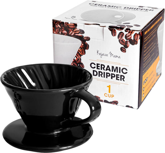 Pour Over Coffee Dripper - Ceramic Slow Brewing Accessories for Home, Cafe, Restaurants - Easy Manual Brew Maker Gift - Strong Flavor Brewer