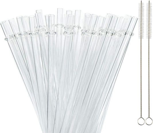 50 Pieces Reusable Straws, BPA-Free, 9" Transparent Hard Plastic Stripe Drinking Straw for Mason Jar Tumbler, Family or