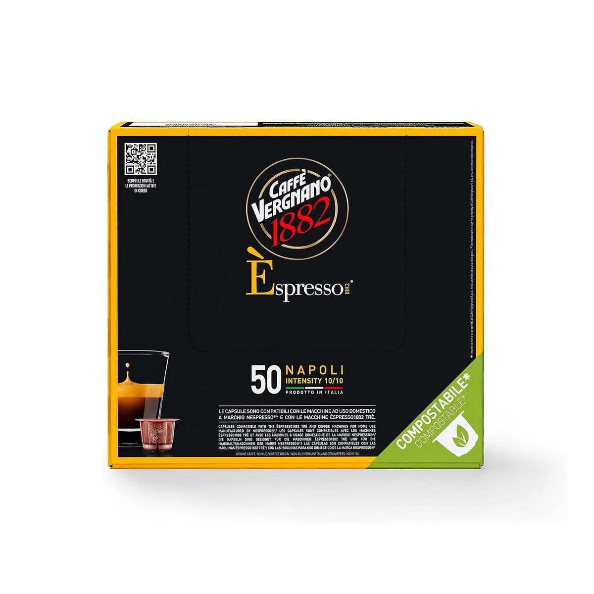 Caffe Vergnano Napoli Coffee Pods, Nespresso Original Compatible, 50 Ct