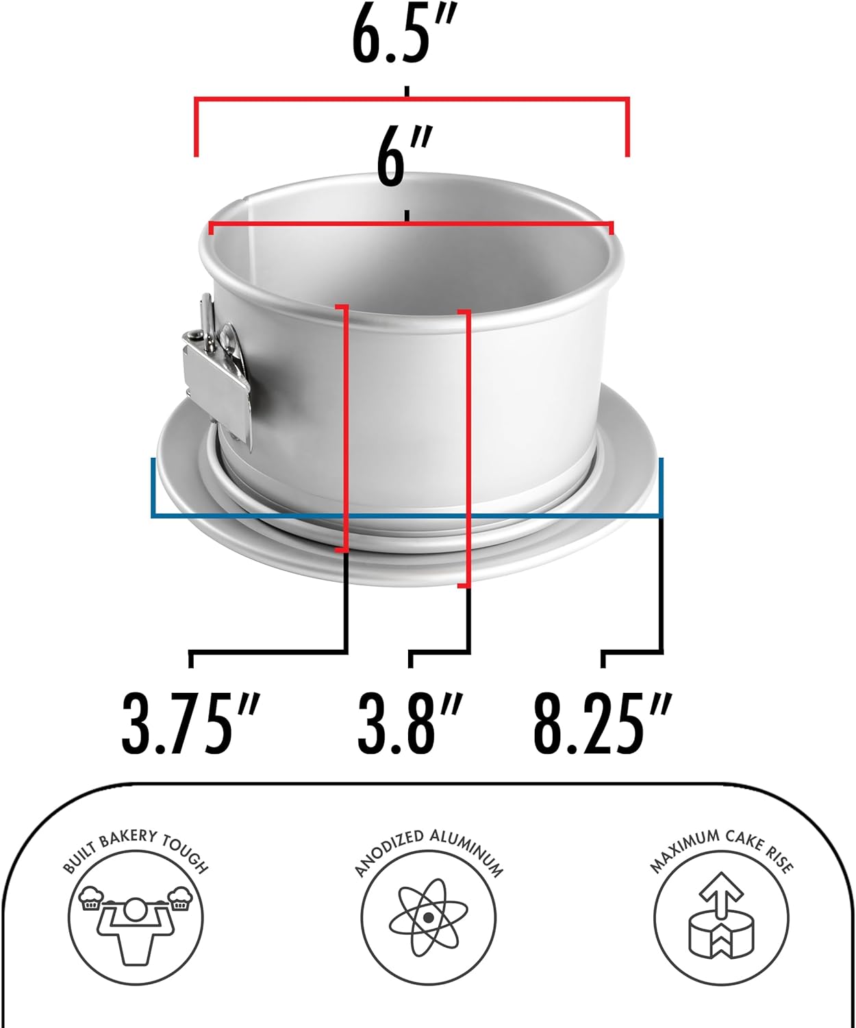 Fat Daddio's PSF-63 Anodized Aluminum Springform Pan, 6 x 3 Inch