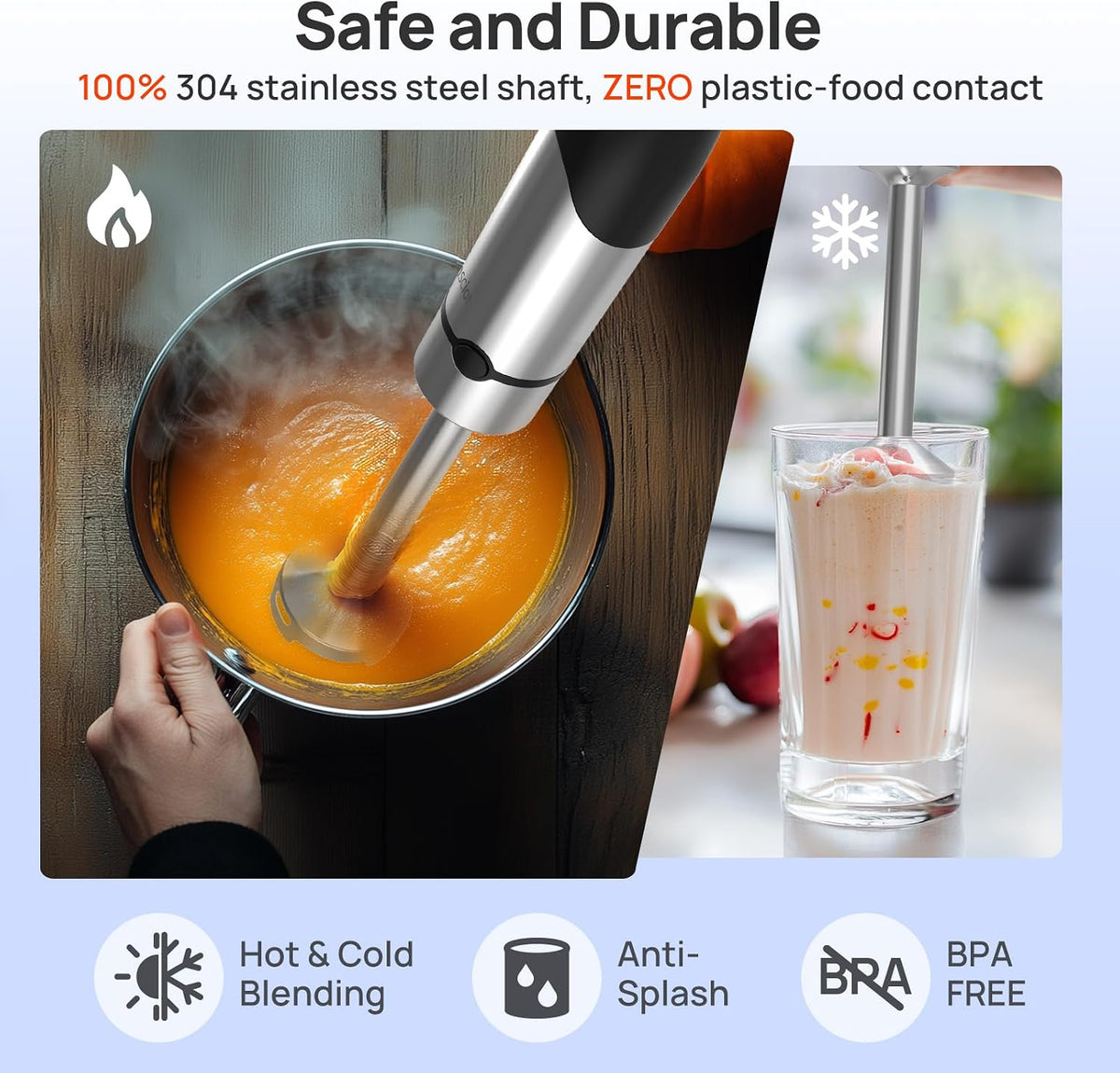 Consciot 7-in-1 Immersion Blender Handheld Max 1100W, Trigger Speed Control | Stick Emulsifier with Entire Stainless Steel Blender Shaft, 800ml Beaker, 600ml Chopper, Beaters, Frothers, Hooks &amp; Masher