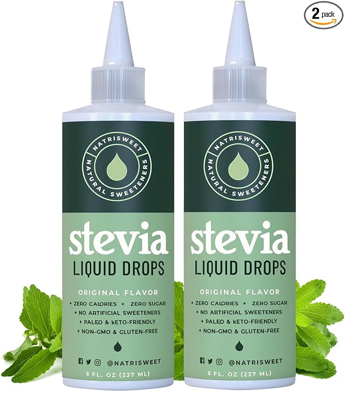 Natrisweet Liquid Stevia Drops, 8oz 2pack, Pure Sweetener from Stevia Extract, Plant-Based Sugar Sub