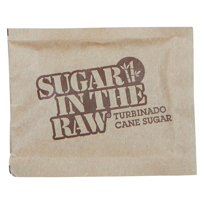 Sugar In The Raw Granulated Turbinado Cane Sugar On The Go Packets, No Erythritol, Pure Natural Sweetener, Hot & Cold