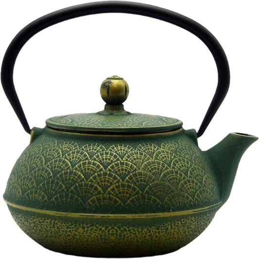 900ml Cast Iron Tea Kettle,SECHUDO Teapot Coated with Enameled Interior for Loose Leaf, Small Cast Iron Teapot with Strainer