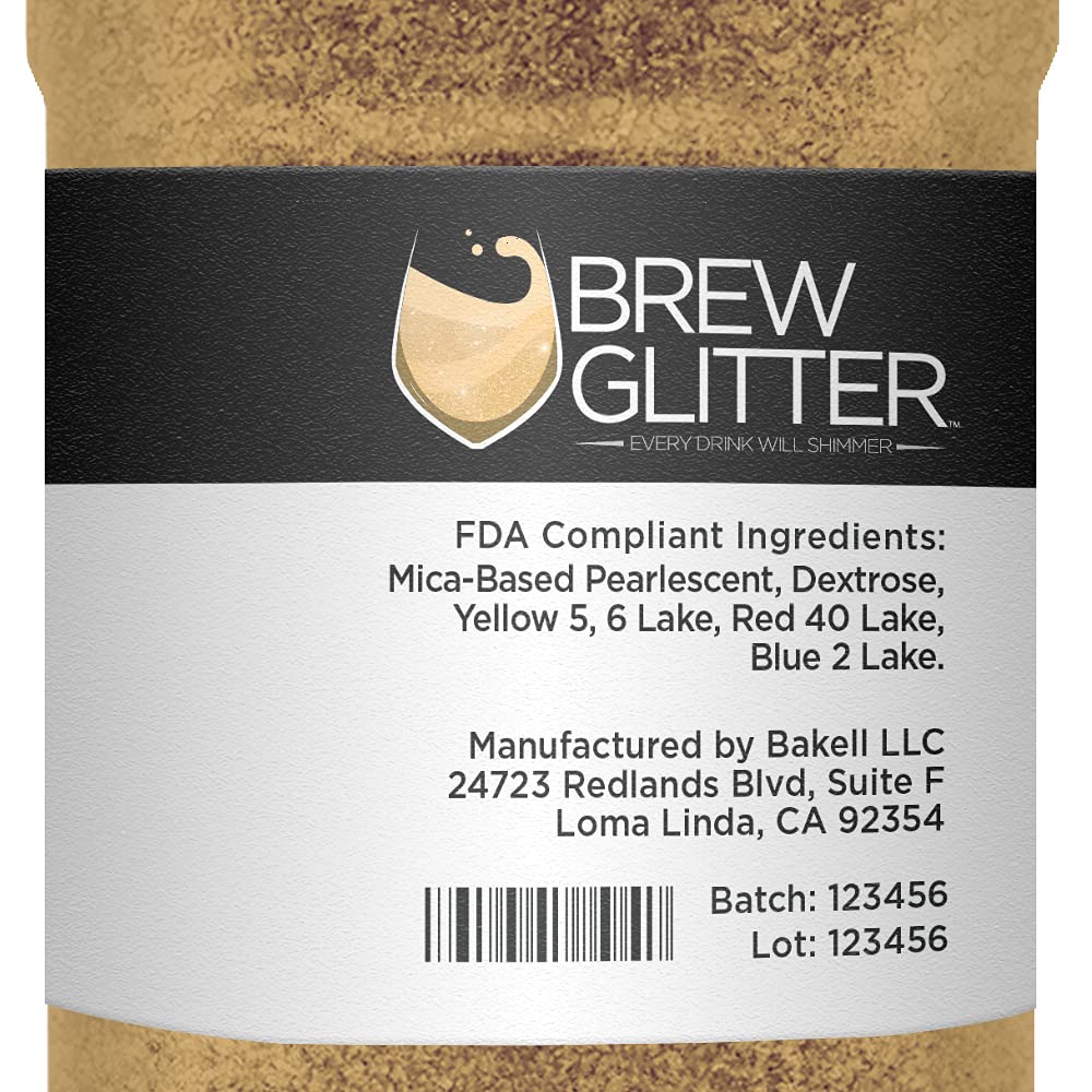 Gold BREW GLITTER Edible Glitter For Drinks, Cocktails, Beer, Garnish Glitter &amp; Beverages | KOSHER &amp; HALAL Certified | 100% Edible &amp; Food Grade | Vegan, Gluten, Nut Free (45g Shaker, Gold)