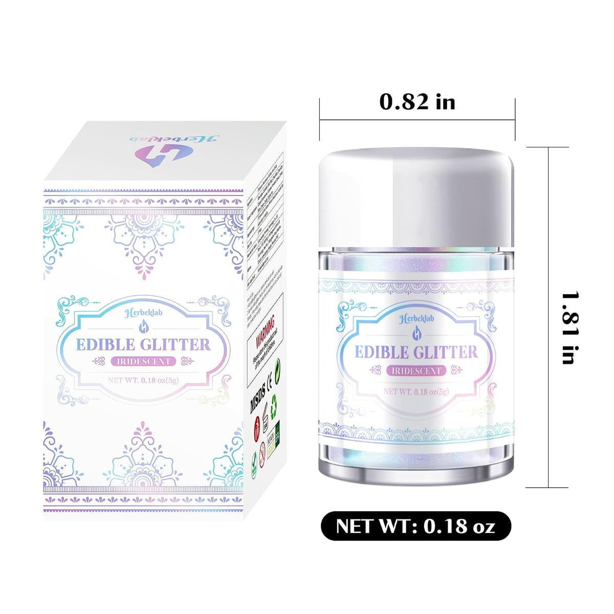 Iridescent Edible Glitter – 5g Rainbow Luster Dust Drink Glitter, Food Grade Shimmer Powder for Cocktails, Cakes, Beverages, Chocolate &amp; Candy