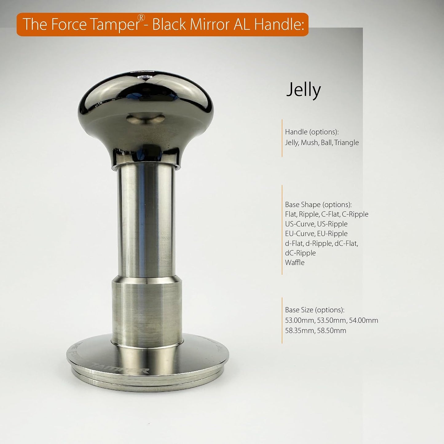 58.35mm C-Ripple Dis Set Black Mirror Jellyfish AL Handle Coffee Tamper | Automatic Impact Adjustable Constant Pressure and Auto-leveling five sizes and eight combination sets are available