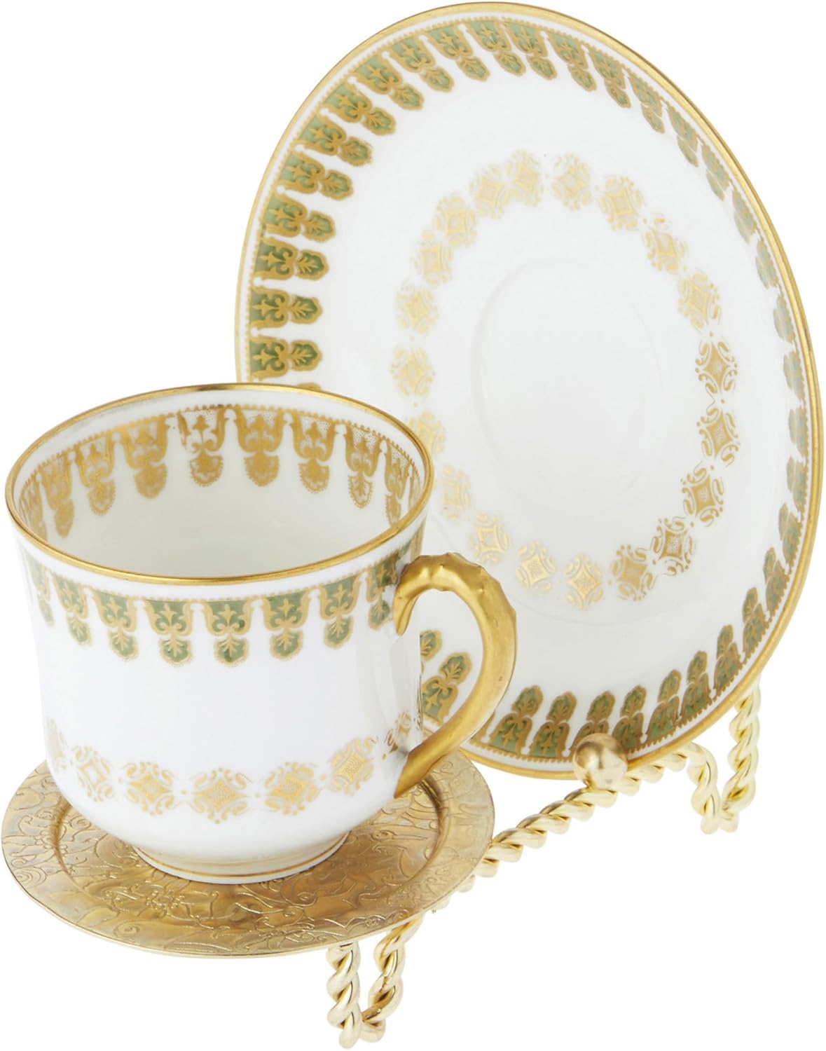 Bard's Ornate Twisted Shiny Gold-toned Cup and Saucer Stand, 3" H x 2.75" W x 4" D, Pack of 3