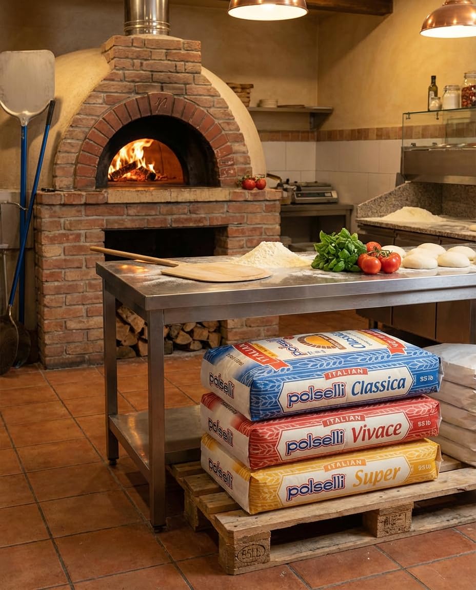 POLSELLI Super, Tipo 00 Double Zero Flour, Soft Wheat Flour, 25 kg (55 lbs)