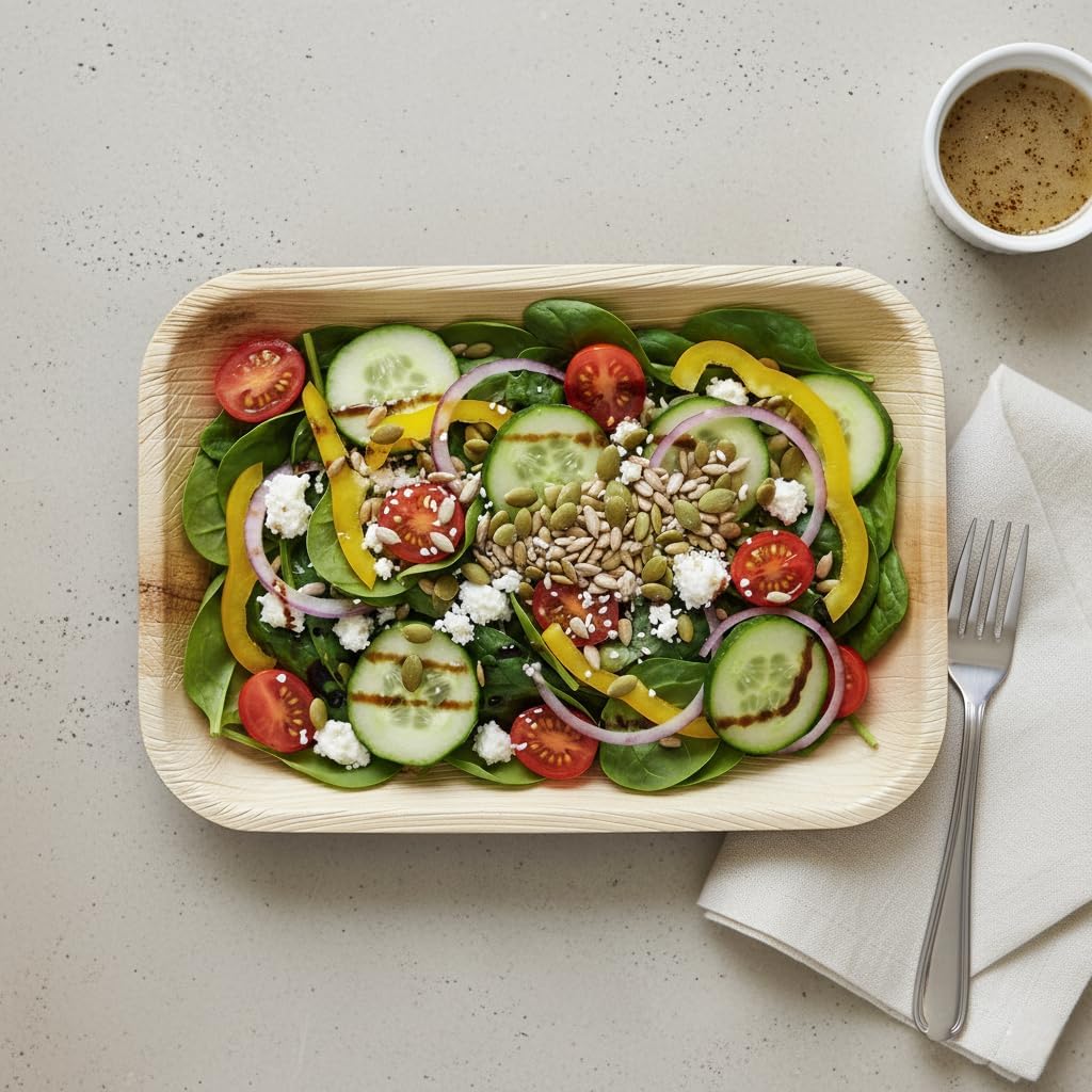 200-Pack 9"x6" Disposable Bamboo Trays | Eco-Friendly, Compostable Bamboo-Style Platters for Events &amp; Weddings