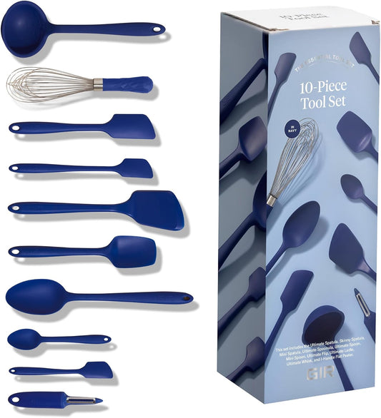 GIR: Get It Right Spatula Set - 10-Piece Silicone, Navy - Heat-Resistant Spatulas for Kitchen Use & Silicone Cooking Spoons
