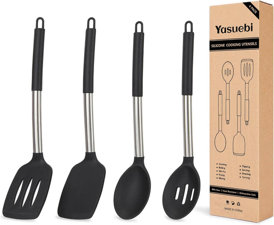 Kitchen Utensils Set of 4 Pack,Silicone Cooking Utensils Set for Nonstick Cookware,Perfect for Baking and Mixing,Spatula Set