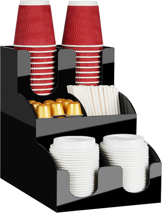 MYITYARD Coffee Station Organizer, 3-Tier Coffee Bar Accessories for Countertop, Acrylic Condiment and Cup Storage