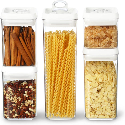 Felli Flip Tite Storage Container with Lid 4" Airtight Ring Seal Top, Stackable Acrylic Canister Jar Set for Kitchen Pantry