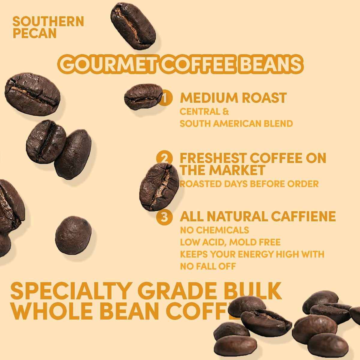 Sarasota Coffee Whole Bean Southern Texas Butter Pecan | Medium Roast Gourmet Flavored Coffee Beans | Low Acid, Mold Free, Specialty Grade Bulk Beans | 5lb (80 oz)