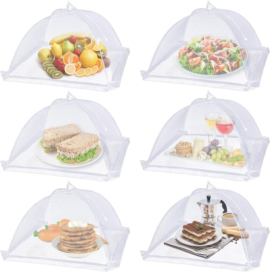 Large Food Cover,6 Pack Mesh Food Tent,17"x17",White Nylon Covers,Pop-Up Umbrella Screen Tents,Patio Net for Outdoor Cam