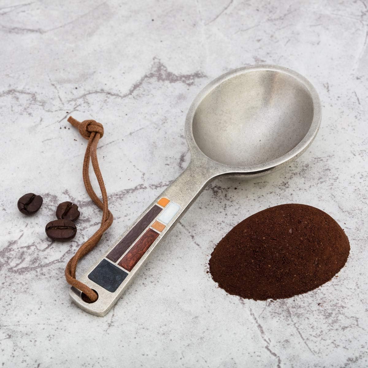 Danforth Riversong Mocha Coffee Scoop | Pewter Handcrafted in USA | Premium Hand-Painted Pewter Coffee Scoop | Coffee Lover Gift, Hostess Present | 50 Years of Quality Craftsmanship | 5 1/2 In.