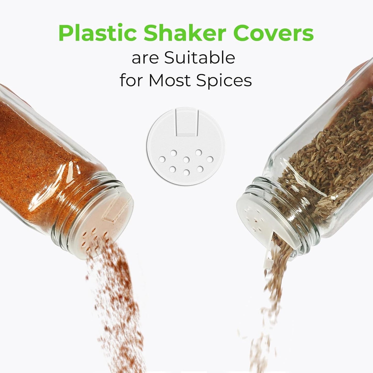 CycleMore 36 Pack 4oz Glass Spice Jars with Black Metal Caps &amp; Shaker Lid