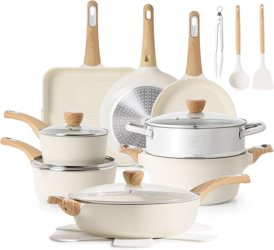 SENSARTE Ceramic Cookware Sets, Pots and Pans Set Nonstick, 20-Piece Induction Cookware, Non-toxic Healthy Non Stick Kit