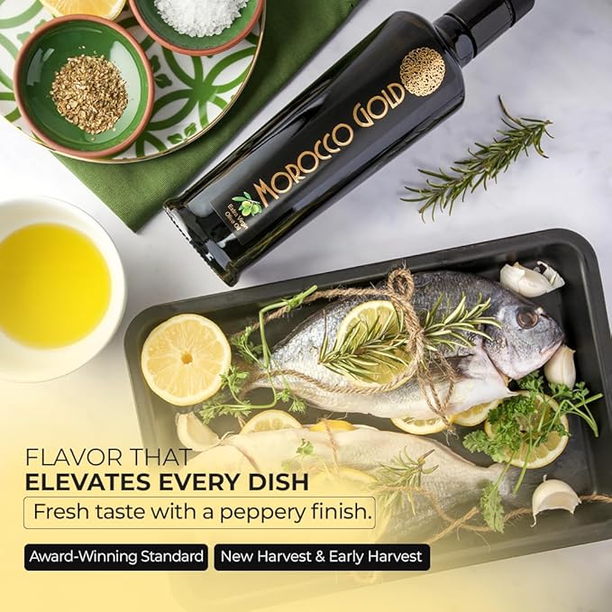 Morocco Gold New Harvest Extra Virgin Olive Oil Early Harvest – Cold Pressed – Polyphenol Rich 652mg/kg EVOO Fresh Harvest Pure and Natural. 6 x 500ml (6 Bottles For The Price Of 5)