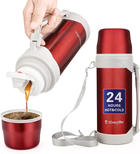 HoneyBee Coffee Thermo Keeps Liquid Hot or Cold for Up to 24 Hours Thermo 41 Ounce Thermos for Hot Drinks 18/8 Stainless