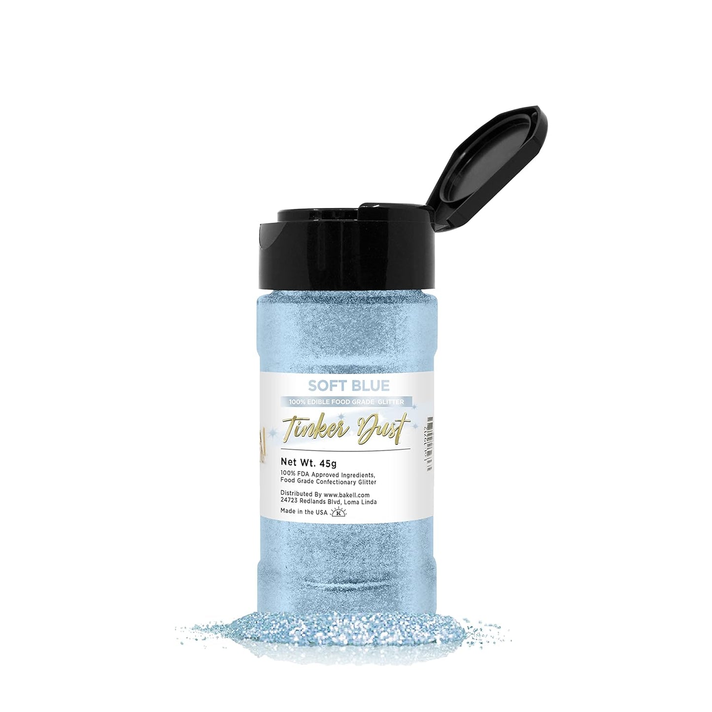 BAKELL Soft Blue Edible Glitter, 45 Grams | TINKER DUST Edible Glitter | KOSHER Certified | 100% Edi