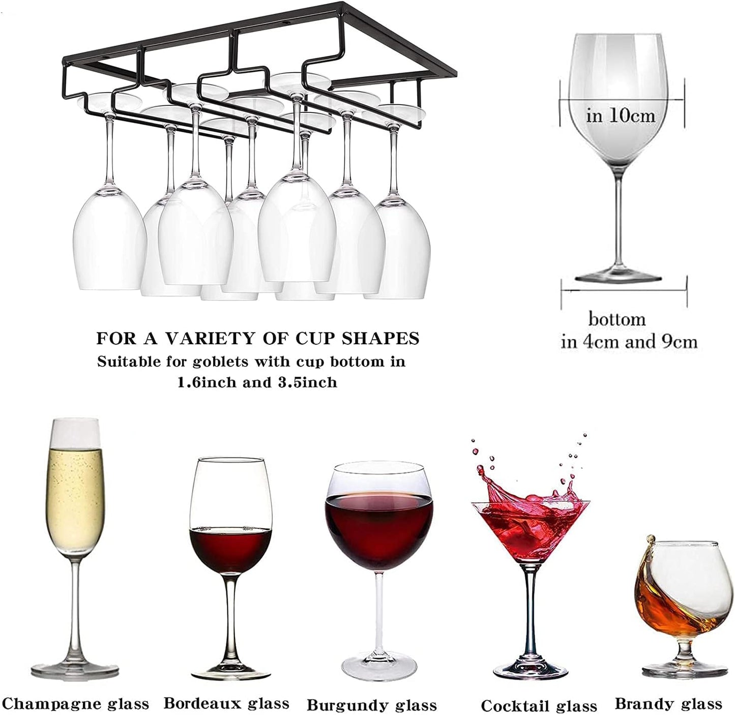 Wine Cup Holder Table Decoration Storage Hanger Metal Organizer for Bar Kitchen Stemware Rack Under Cabinet Stainless Steel
