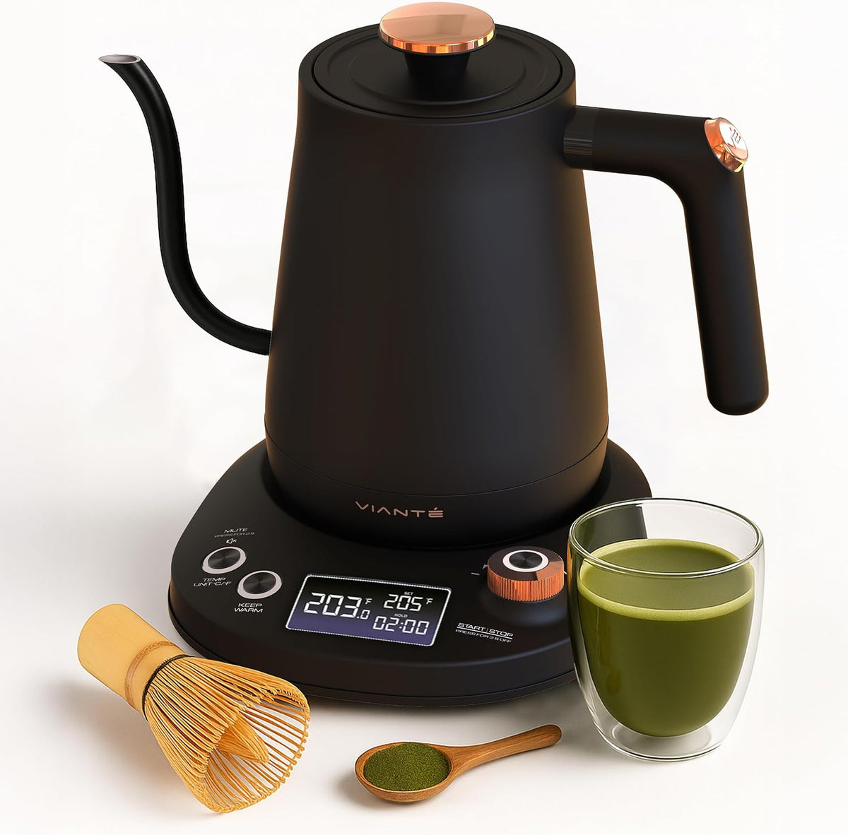 Viante Electric Gooseneck Kettle 0.8L, Pour Over Coffee &amp; Tea, Temp Control