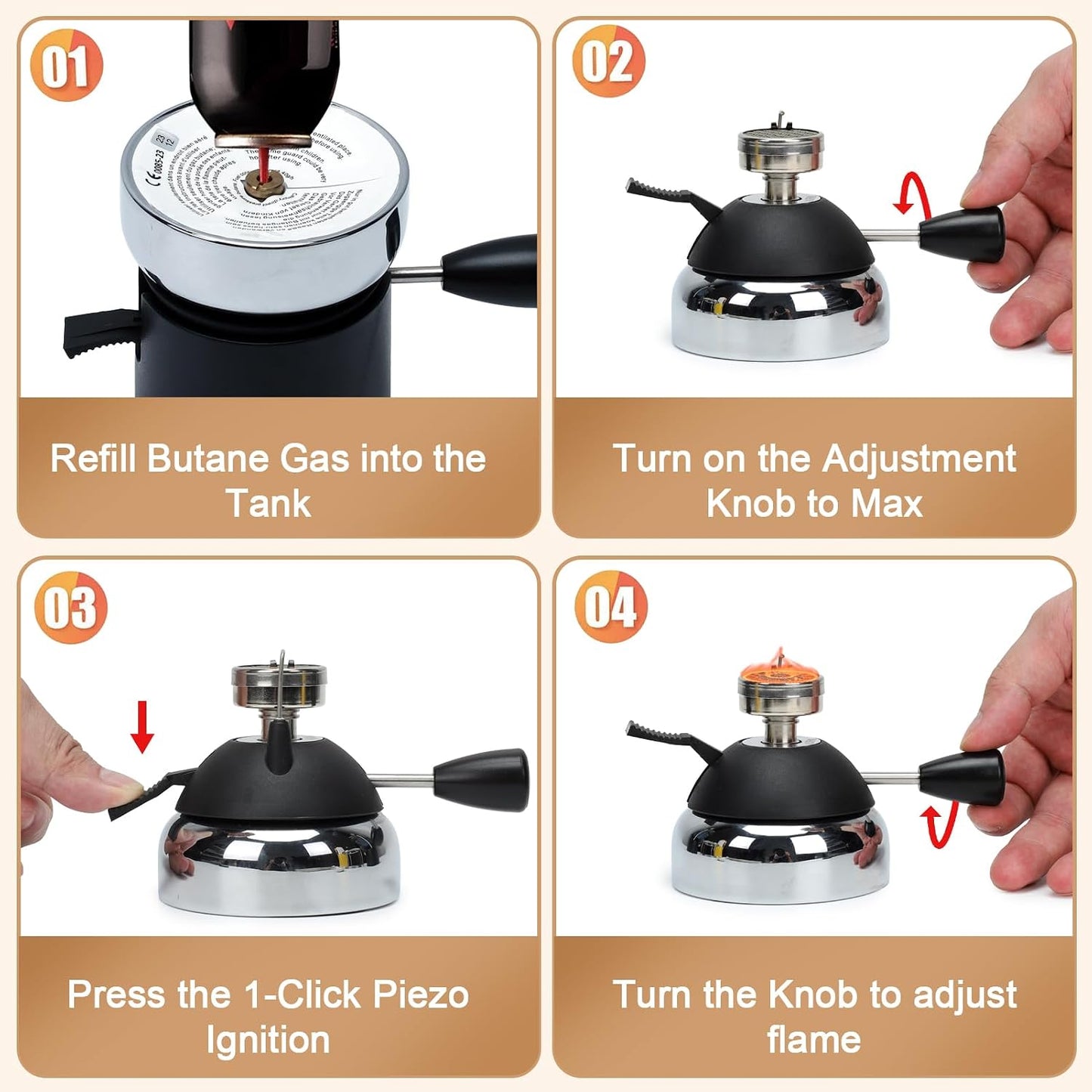 BLUEFIRE Butane Mini Burner for Tabletop Coffee Siphon Syphon/w Furnace Stand and Assembly Rack Ceramic Windproof Torch Head Portable Cooking Stove Espresso Maker Chafing Soup Tureens Fondue Bunsen