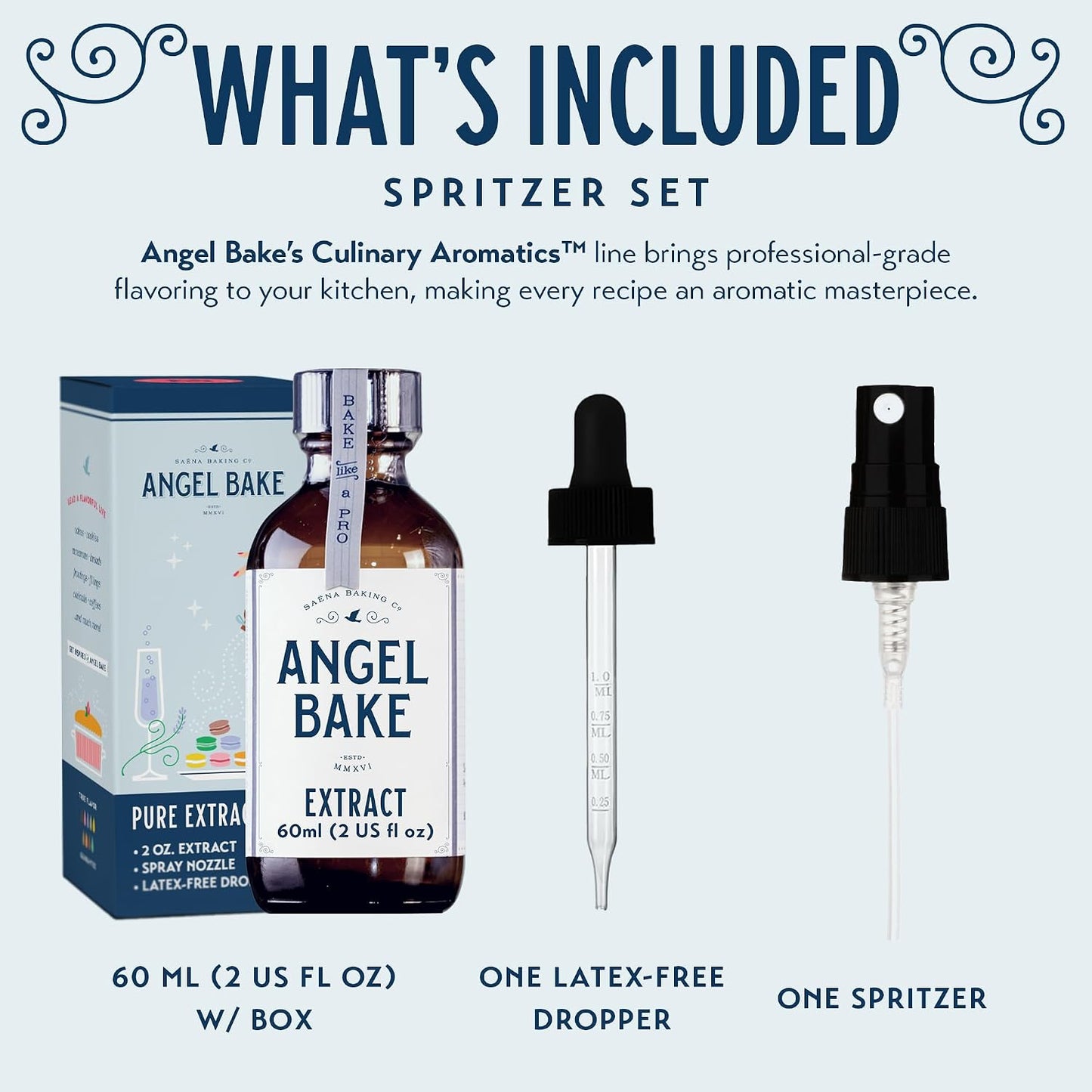 Angel Bake Pure Lemon Extract, 5X Distilled, 2 oz w/ Sprayer | Water soluble, food safe flavoring to mist or dose into cocktails, lemonade, baking and candy; edible, vegan, gluten free